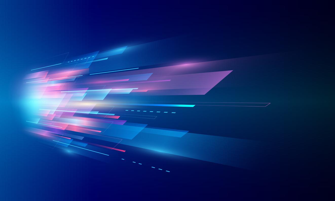 Colorful light streaks across a dark background