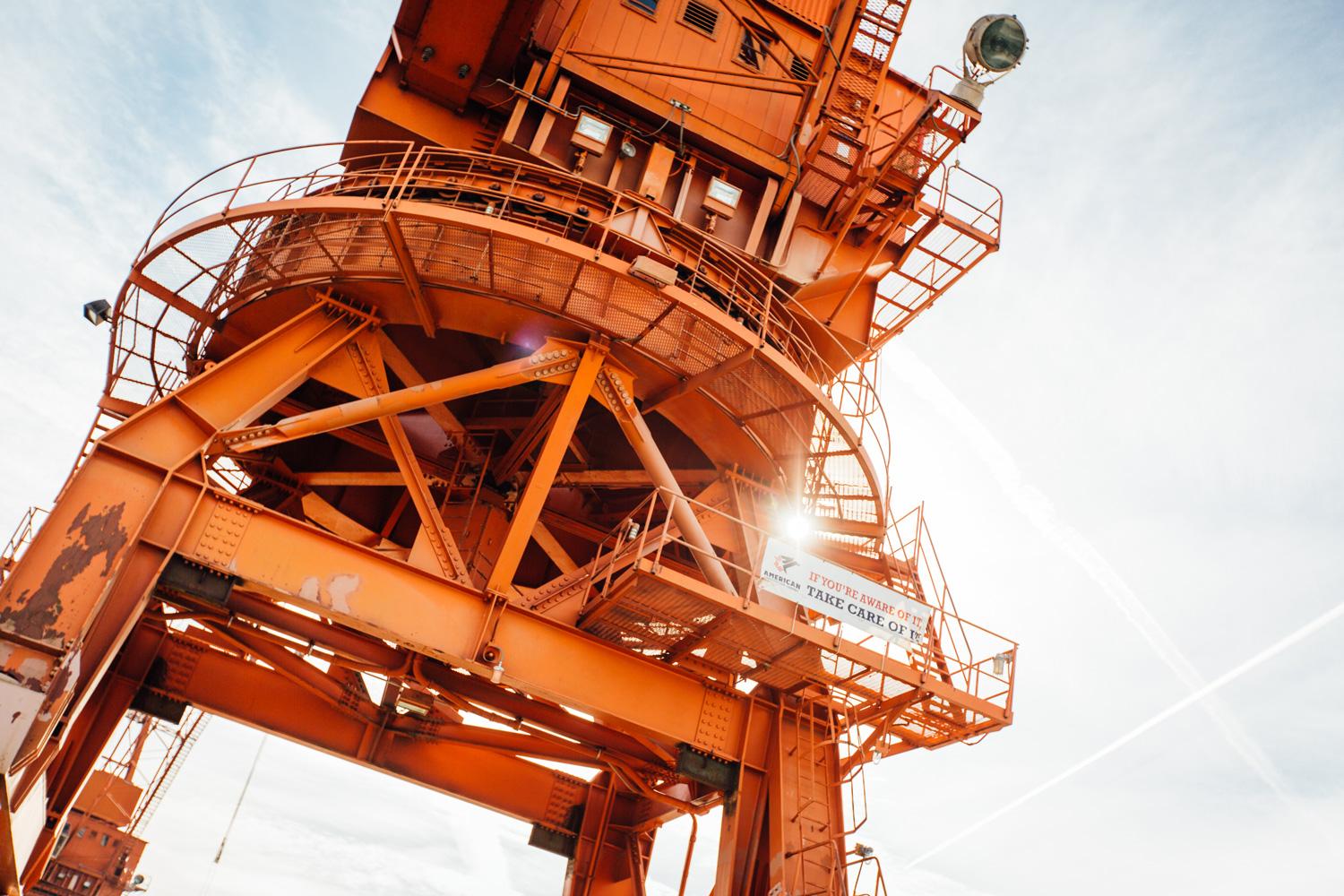 Orange American Construction Crane